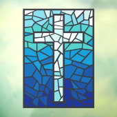 Hartglas Cross Blue Schwarz-weiß Fensteraufkleber (Blatt 3)