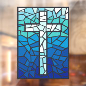 Hartglas Cross Blue Schwarz-weiß Fensteraufkleber (Blatt 2)