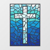 Hartglas Cross Blue Schwarz-weiß Fensteraufkleber (Blatt)