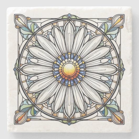 Hartglas Daisy #2 Steinuntersetzer (Vorderseite)