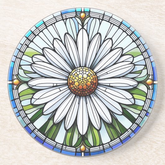Hartglas Daisy #3 Getränkeuntersetzer (Vorne)