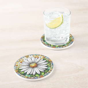 Hartglas Daisy Getränkeuntersetzer