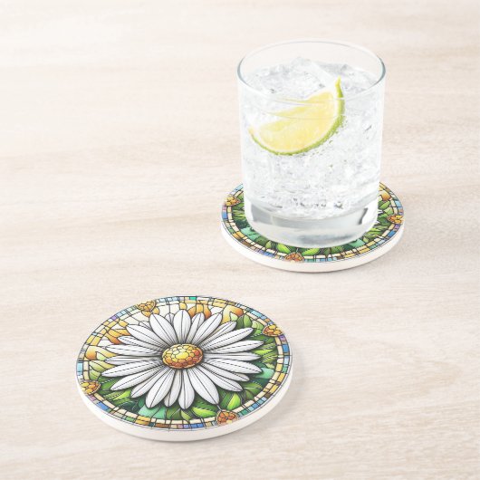 Hartglas Daisy Getränkeuntersetzer (Seite)