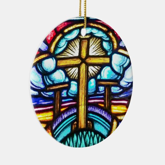 Hartglas-Fenster Kreuz Christliches Weihnachtsgebä Keramik Ornament (Rechts)