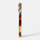 Hartglas-Fenster mit Pumpkins iPhone 15 Hülle (Linke Seite)