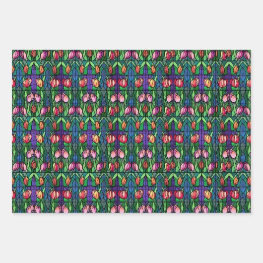 Hartglas Floral Geschenkpapier Set (Vorderseite 2)