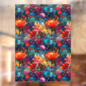 Hartglas Floral Nahtloses Muster Fensteraufkleber (Blatt 2)