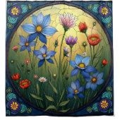 Hartglas Florals Duschvorhang (Vorderseite)