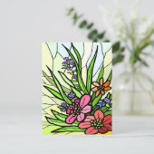 Hartglas Flower Garden Postkarte (Stehend Vorderseite)