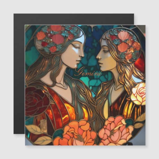 Hartglas Gemini Zodiac Magnetkarte (Vorne/Hinten)