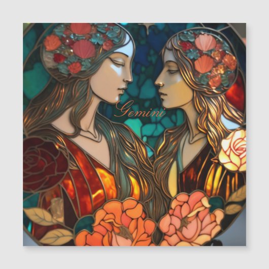 Hartglas Gemini Zodiac Magnetkarte (Vorderseite)
