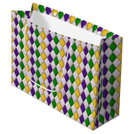 Hartglas Harlequin Große Geschenktüte (Vorderseite Schrägansicht)