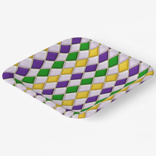 Hartglas Harlequin Pappteller (Gewinkelt)