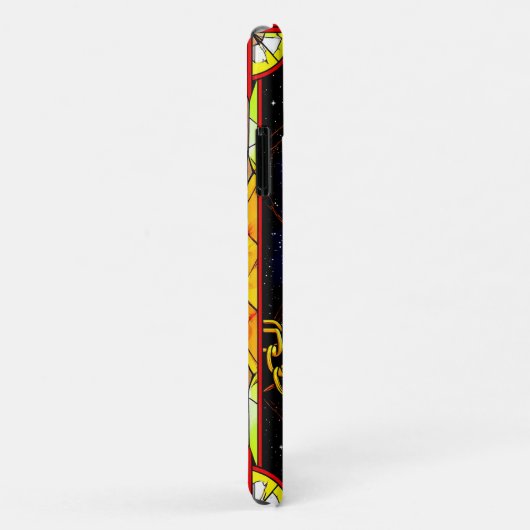 Hartglas-Hund mit sternigem Hintergrund Case-Mate iPhone Hülle (Hinten/Rechts)