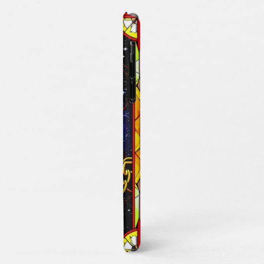 Hartglas-Hund mit sternigem Hintergrund Case-Mate iPhone Hülle (Hinten/Links)