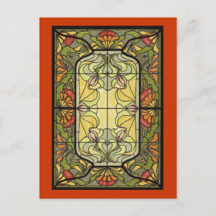 Hartglas in Moss und Orange Postkarte