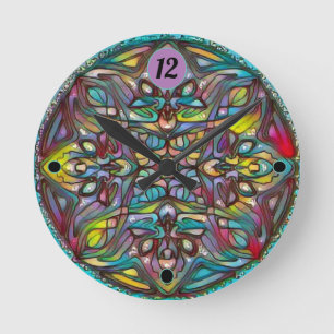 Hartglas Iris Runde Wanduhr
