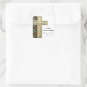 Hartglas-Kreuz Quadratischer Aufkleber (Tasche)