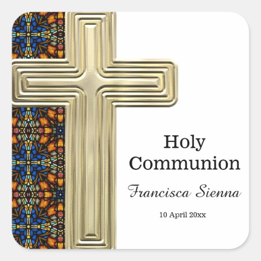 Hartglas-Kreuz Quadratischer Aufkleber (Vorderseite)