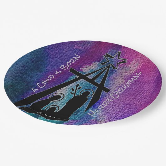 Hartglas-Krippenpapier Pappteller (Schrägansicht)