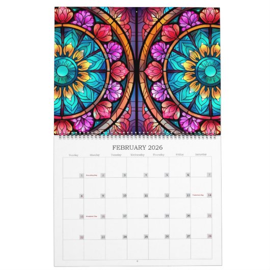 Hartglas Mandela Kalender (Feb 2026)