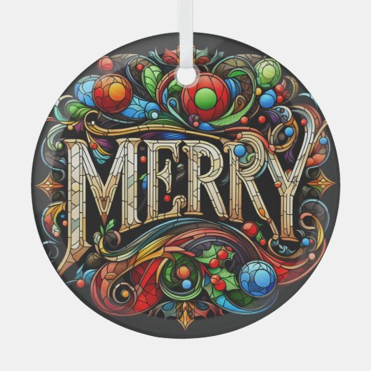 Hartglas MERRY Ornament Aus Glas (Vorderseite)