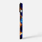 Hartglas Misty Blue Gold iPhone 15 Hülle (Linke Seite)