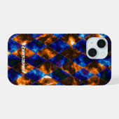 Hartglas Misty Blue Gold iPhone 15 Hülle (Rückseite (Horizontal))