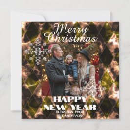 Hartglas Misty Foto Green Brown Feiertagskarte