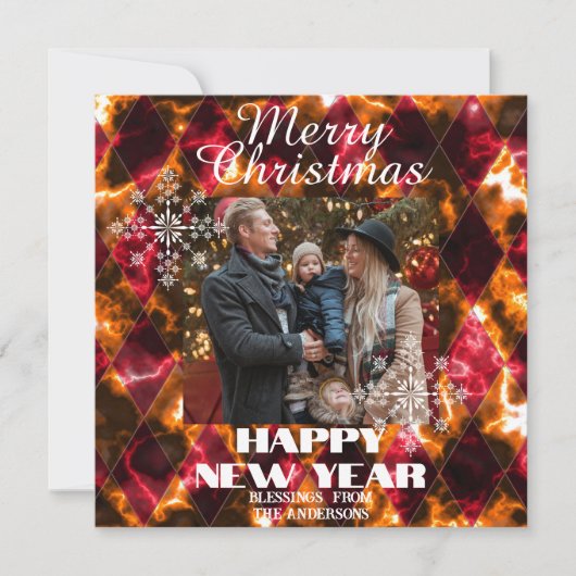 Hartglas Misty Foto Red Gold Feiertagskarte (Vorderseite)