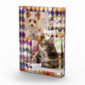 Hartglas Misty Lila Gold Fotoblock (Rechts)