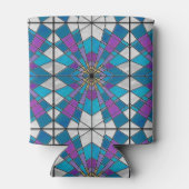 Hartglas mit blauem und Lila Winkelmuster Dosenkühler (Rückseite)