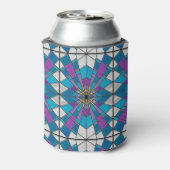 Hartglas mit blauem und Lila Winkelmuster Dosenkühler (Kanne Rückseite)
