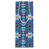 Hartglas mit blauem und Lila Winkelmuster Geschenktüte Für Weinflaschen (Rückseite)