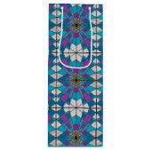 Hartglas mit blauem und Lila Winkelmuster Geschenktüte Für Weinflaschen (Vorderseite)