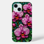 Hartglas mit rosa Orchideen Case-Mate iPhone Hülle (Rückseite)