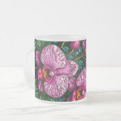 Hartglas mit rosa Orchideen Mattglastasse (Vorderseite Links)