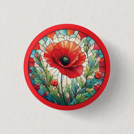 Hartglas Poppy Button (Vorderseite)