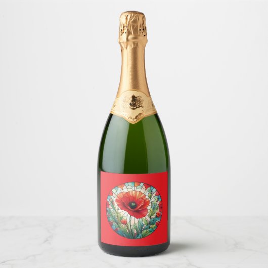 Hartglas Poppy Schaumweinetikett (Vorderseite)