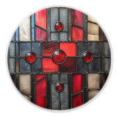 Hartglas Red Black Industrial Look Keramikknauf (Vorderseite)