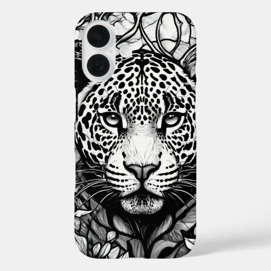 Hartglas Schwarzweißleopard Case-Mate iPhone Hülle (Rückseite)