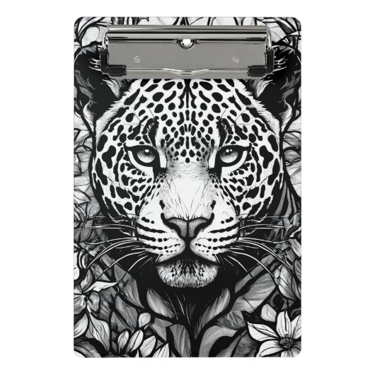Hartglas Schwarzweißleopard Mini Klemmbrett (Vorderseite)