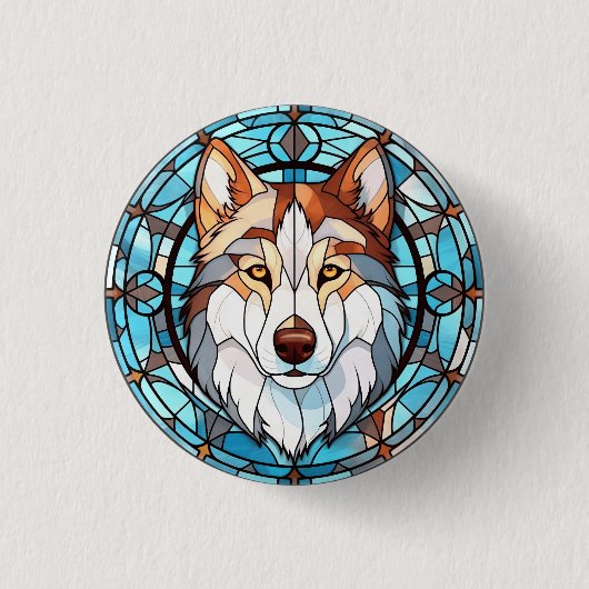 Hartglas Siberian Husky Dog Button (Vorderseite)