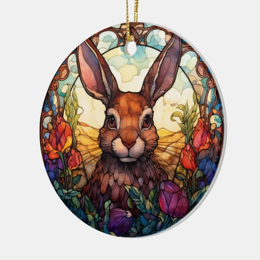 Hartglas-Tier - Kaninchenillustrierung Keramik Ornament (Links)