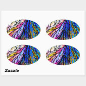 Hartglas, Tiffany - Stil, Ovaler Aufkleber (Blatt)