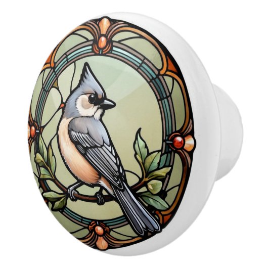 Hartglas Titmouse Keramikknauf (Rechts)