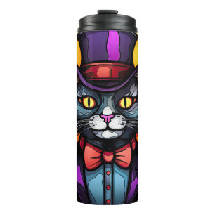Hartglas Top Hat Cat Thermosbecher