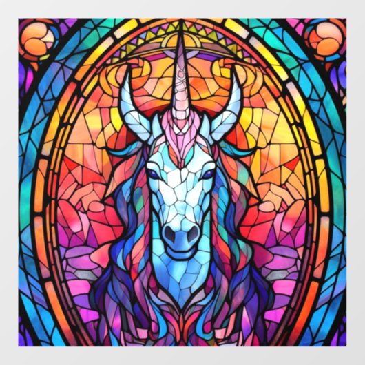 Hartglas Unicorn Fensteraufkleber (Blatt)