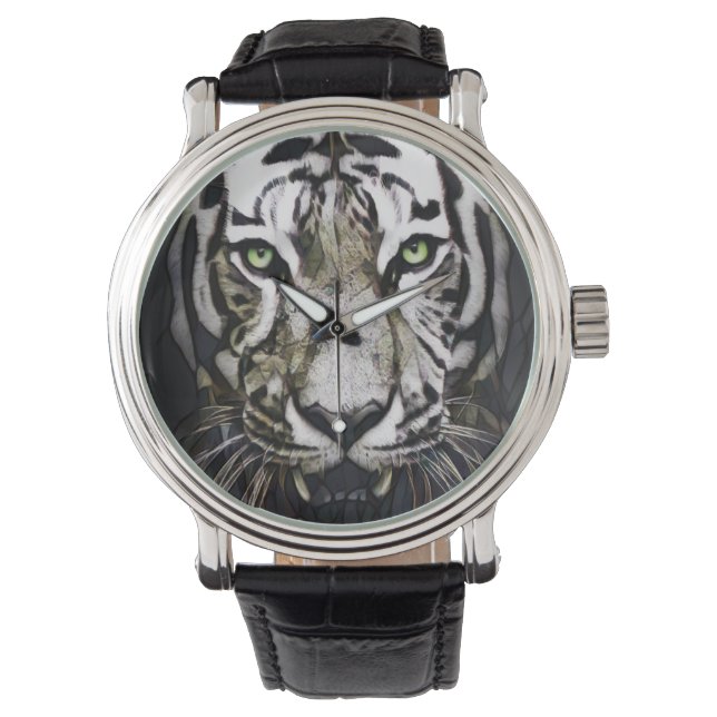 Hartglas White Tiger Armbanduhr (Vorderseite)