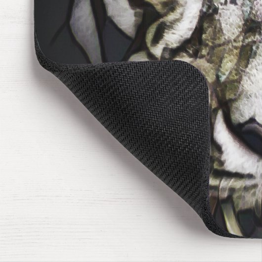 Hartglas White Tiger Mousepad (Ecke)